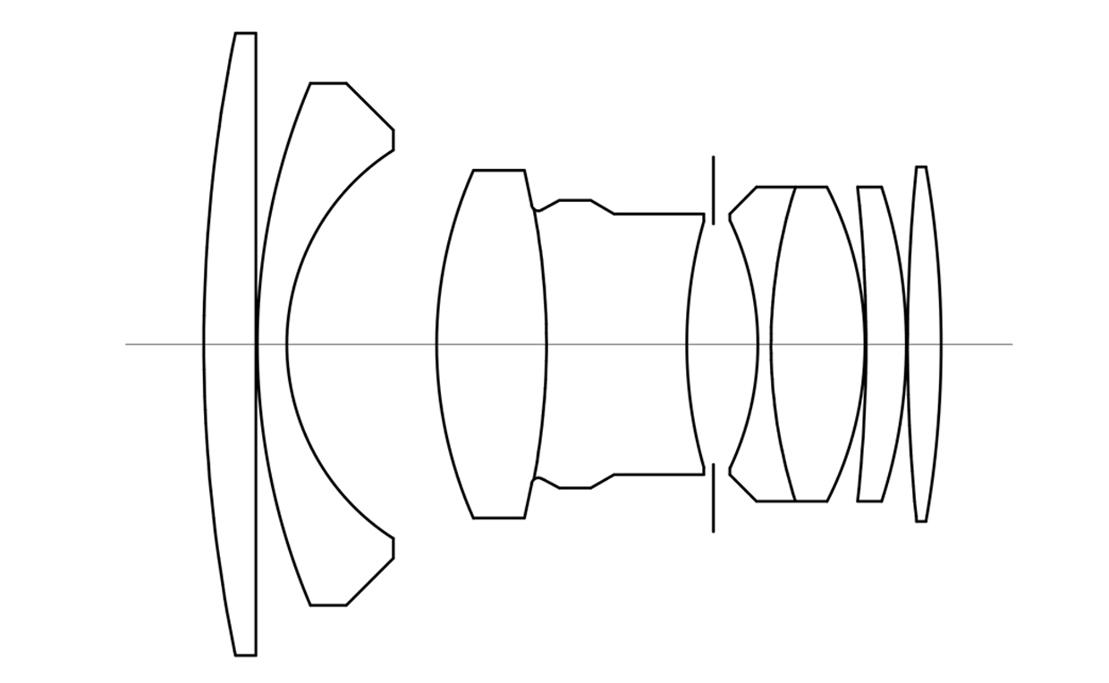 Fig. 1: AI Nikkor 35mm f/2S lens cross section
